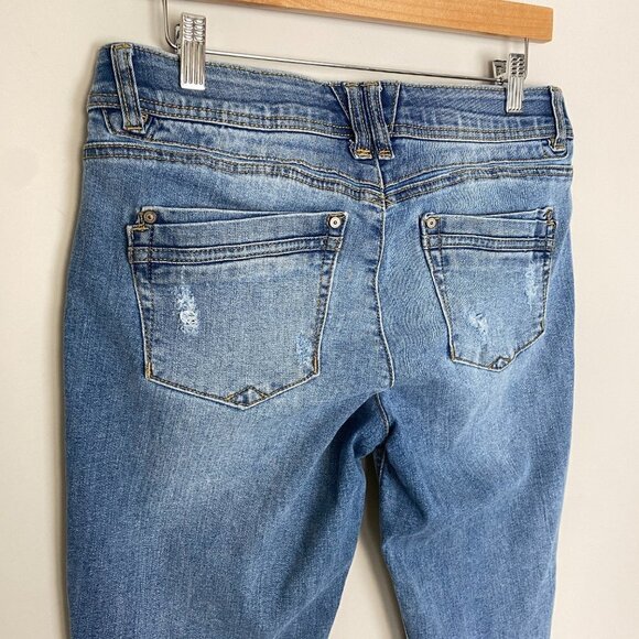 Democracy Ab Technology Feather Embroidered Skinny Jeans Womens 8 Distressed - Picture 4 of 7